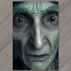 STICKER Creepy Elder Close Up Portrait Dark Horror Surreal Texture Moody Art