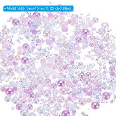 30g Mix Pearls Rhinestones 3-10mm Rhinestones Half Pearls Pink Purple White