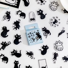 45pcs Kawaii Cute Black Cats Stickers Pack, Cute Stickers