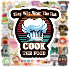 61Pcs Cooking Stickers for Scrapbooking, Water Bottles, Laptops & Suitcases