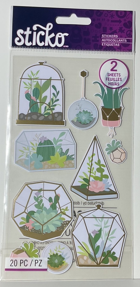 Sticko Stickers 20PC Succulent Terrarium 2020 Plants Scrapbook Planner 20PC New