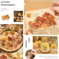 240Pcs Small Colorful Trees Stickers Assorted Set, 6 Packs Transparent Sakura M