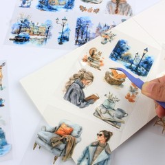 Winter Pre-Cut Journal Sticker Book for Junk Journaling, Transparent PET White S