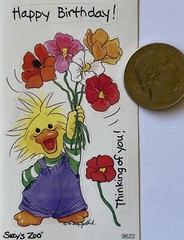 HAPPY BIRTHDAY CHICK Stickers(3pc) 2″x3.5″Suzy’s Zoo•Card Making •Flowers•Animal