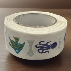 500 pcs / 1 Roll Adorable Round Sea Themed Stickers, 4 Designs 2.5 cm X 2.5 cm