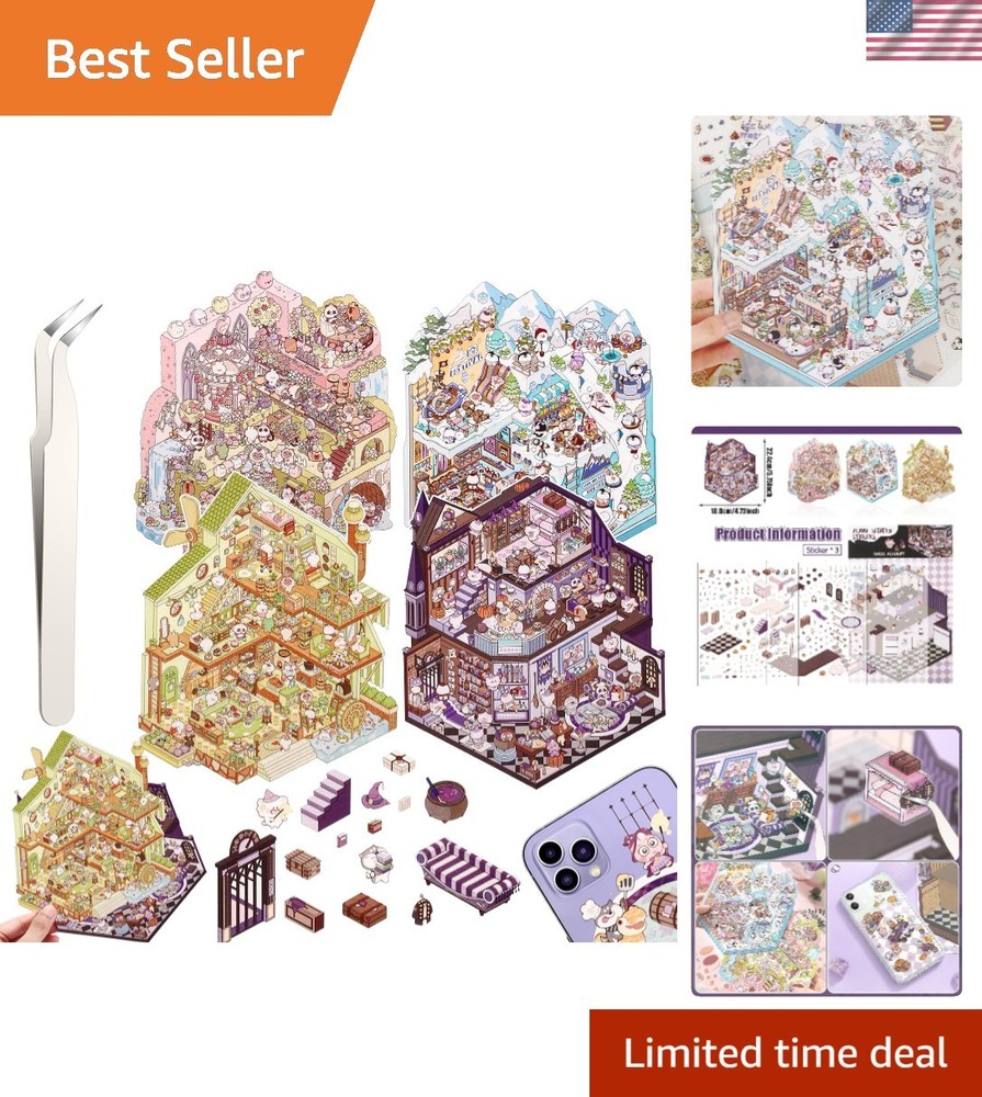 4-Themed DIY 3D Cartoon Stickers – Perfect for Scrapbooking and Stress Relief