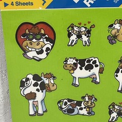 Vintage Stickers Post It Cow 4 Sheets Green 3M 1989 HQ-508