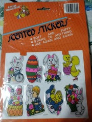 Vintage Stick-Ons Easter Unlimited Puffy Easter Bunny Eggs Chicks Stickers NOS