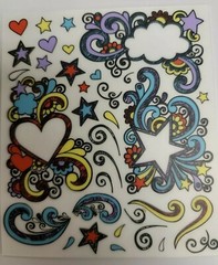 Duck Tape Accents Rub On Transfers 34 Transfers/Page Peel off Hearts/Stars/Cloud