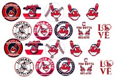 Bottle Cap Images (25mm) 1″ ~ Precut ~ Baseball Cleveland (set 2) Inspired