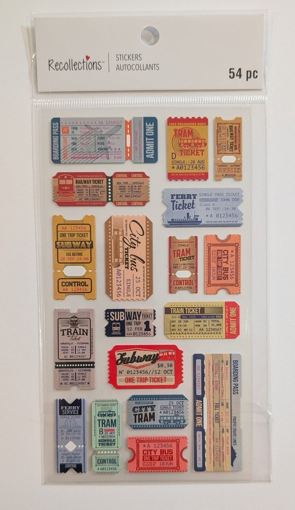 Travel Tickets Train Plane Bus Subway Scrapbooking Stickers By Recollections