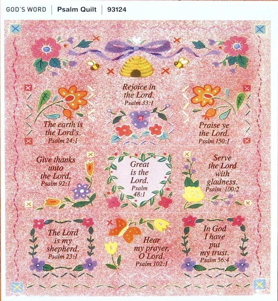 10 CHRISTIAN FAITH PSALM QUILT STICKERS SEALS 4″X4 3/8″ Sheet