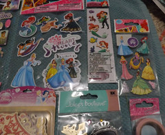 HUGE NEW LOT of 10 DISNEY PRINCESS THEME tiaras crowns + scrapbooking stickers