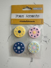 Colorbok Foam Accents 4 Embellishments ~ Circle’s w/Dots Scrapbooking Crafts