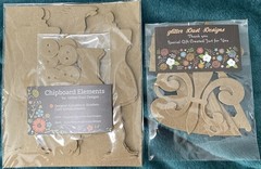 Lot of (2) Cardboard Accents by Glitter Dust Designs, mannequins, buttons,hearts
