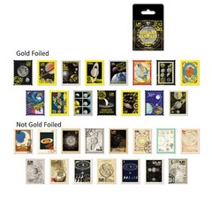 45pcs Gold Foiled Galaxy Space Stickers Pack, Full moon, Crescent moon,Astrology
