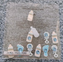 Lot of Baby Paper, Stickers, Ribbon for Card Making Scrapbooking Journaling