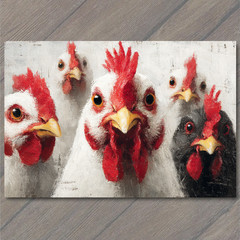 STICKER Funny Chickens Flock Barnyard Hens Humor Farmhouse Whimsical Rustic Co