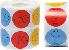 500 Pcs Smiley Thank Pink, Navy, Red, Green, Blue, Purple, Yellow, Dark Blue