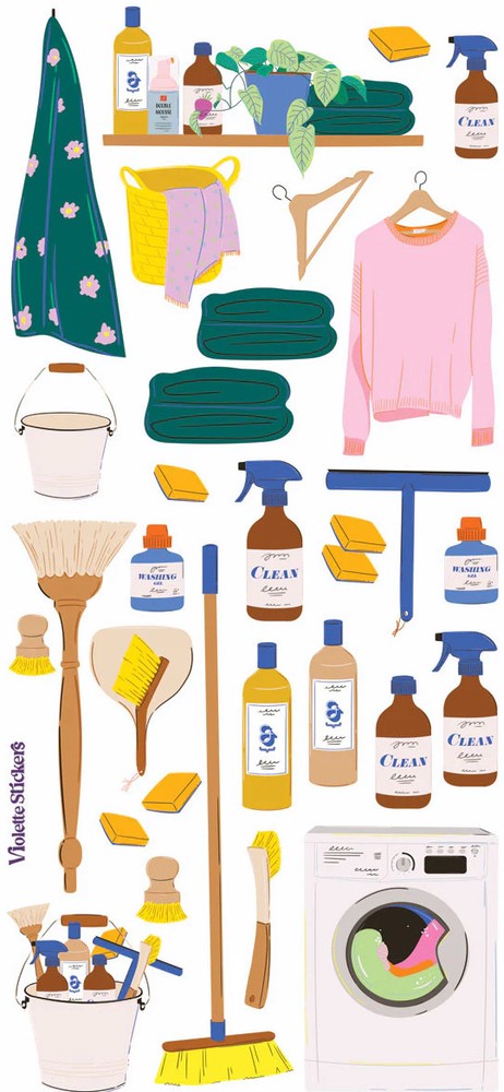 Violette Stickers Laundry Day Chores Crafts Planner Supply Scrapbook Family Life
