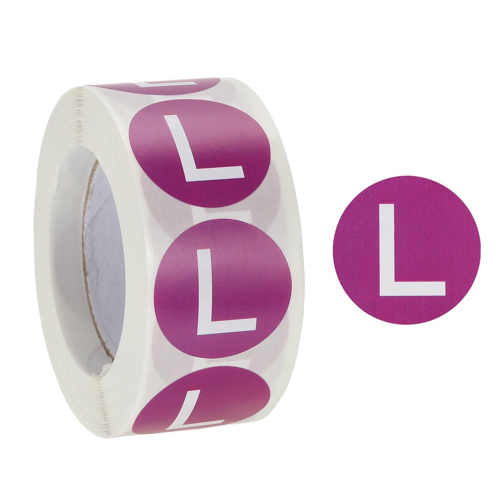 1Roll Clothing l Size Stickers 1″ Round Coded Self-Adhesive Labels Purple