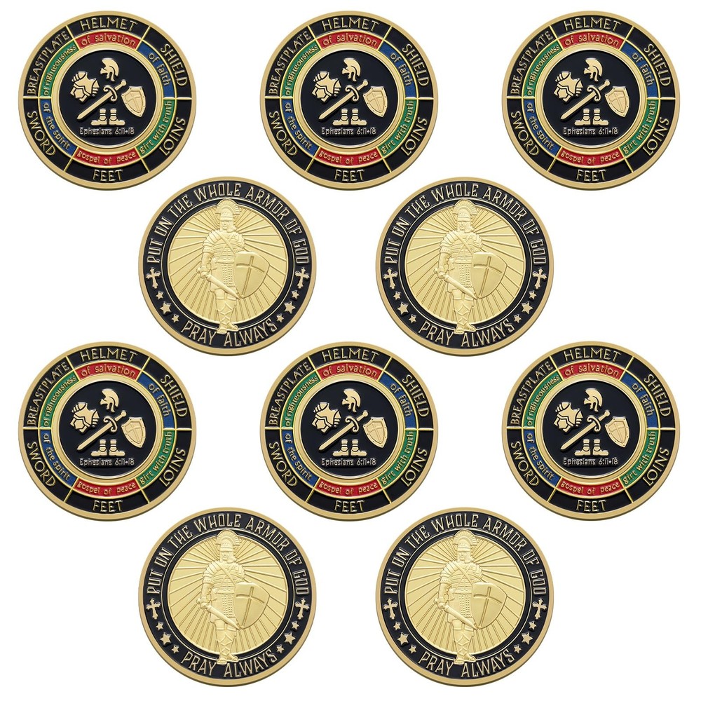 10 Pcs Put on the Whole Armor of God Coin Religious Prayer Coins for Christia…