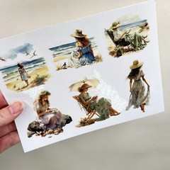 Romantic Beach Stickers 3 Sheets Scrapbook Junk Journal *SEE DESCRIPTION*