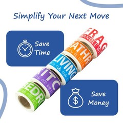 Home Moving Labels – 50 Each for Kitchen, Bathroom, Bedroom, Living Room – Easy