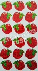 HAMBLY STUDIOS PRISMATIC RED APPLE STICKERS SCHOOL FRUIT COLLECTABLE RARE