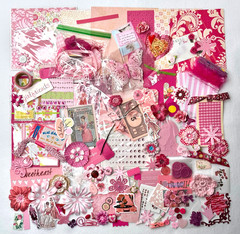 Pink LG Lot Over 140 Pcs scrapbook planner journal junk collage ephemera paper