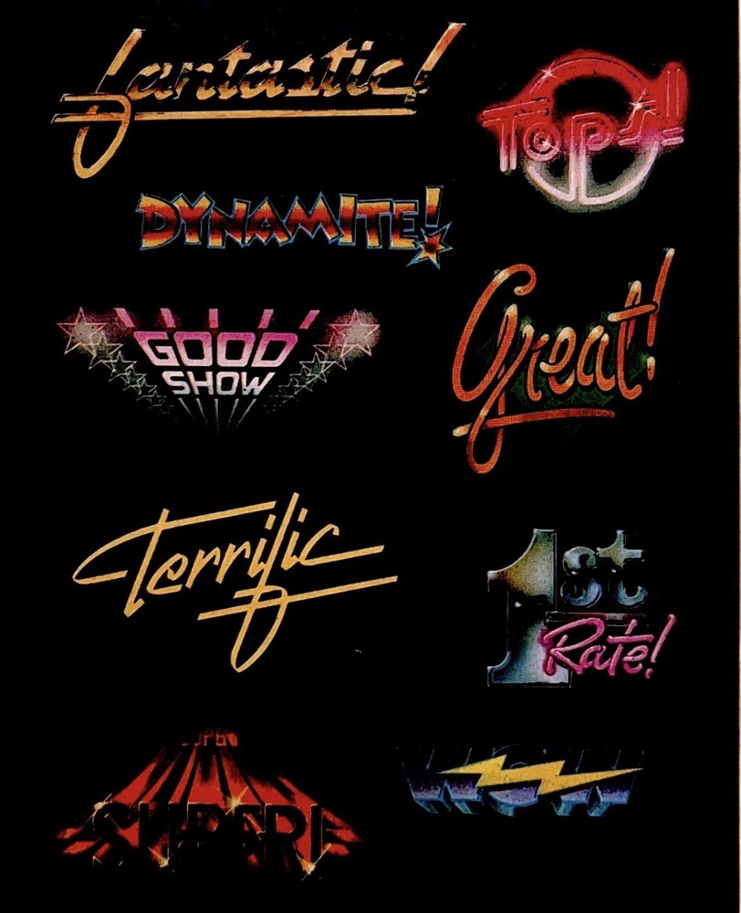 Vintage 1981 Hallmark Sticker Sheet Neon Lights Signs Positive Reinforcement