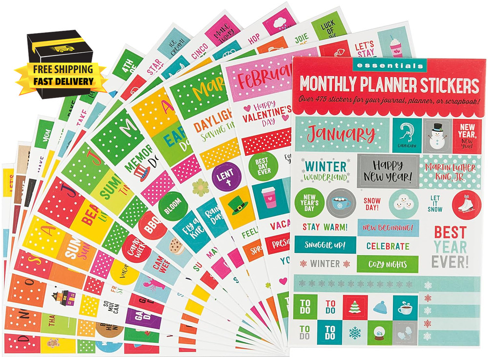 Essentials Month by Month Planner Stickers (Set of 475 Stickers) ⭐️⭐️⭐️⭐️⭐️
