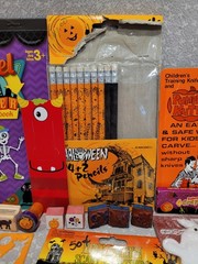 Vintage Halloween Sticker Eraser Stamp Stencil Party Favor Lot