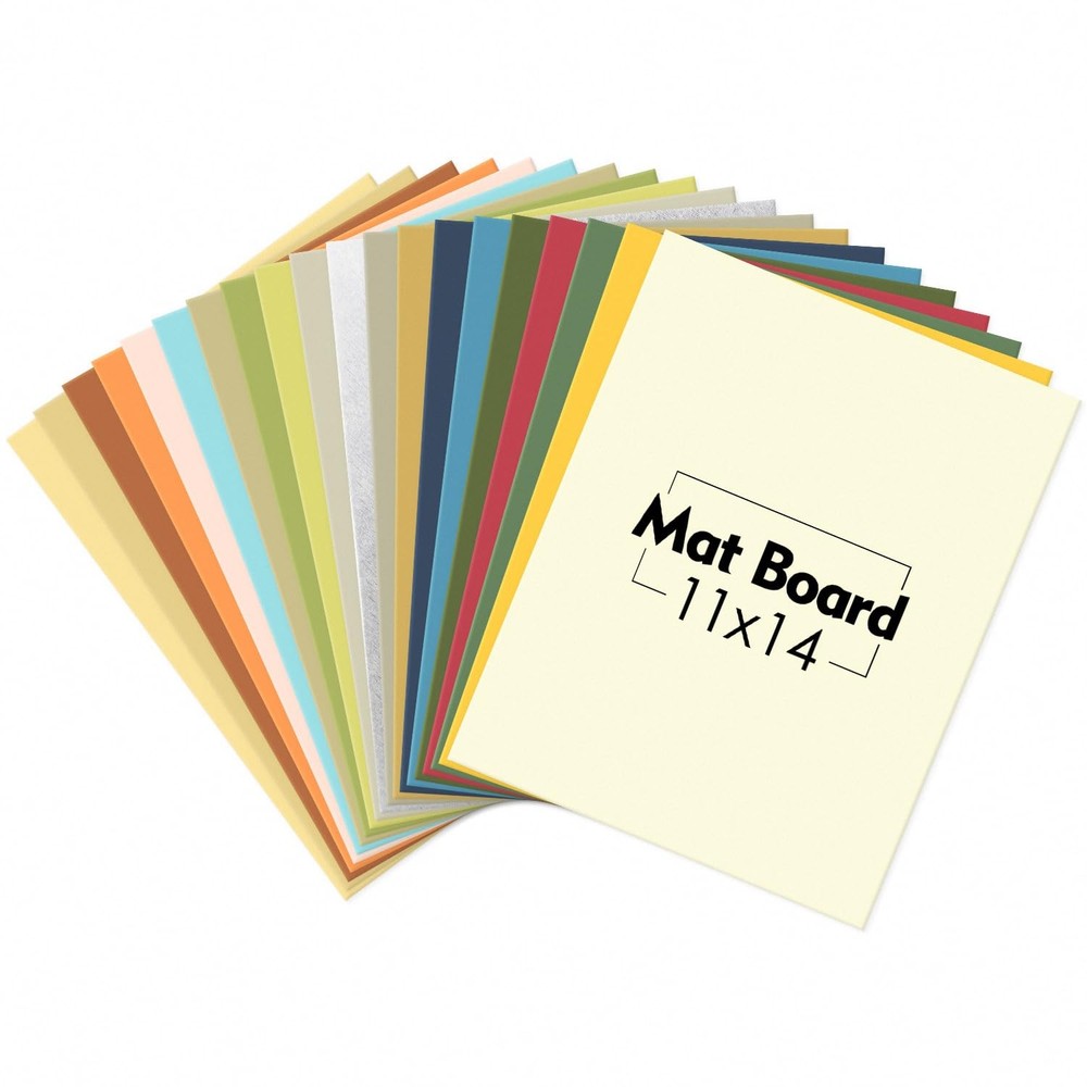 20 Pack 11×14″ Uncut Matte Boards Assorted Colors Backing for Frames Prints