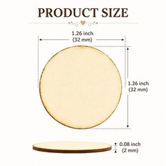 100 Pcs Unfinished Wood Circles 1.25 Inches Small Round Wooden Discs Wood Pie…
