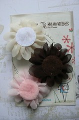 PINK, IVORY and BROWN Mix Fabric Organza 3 Flowers 70-75mm – Manor House