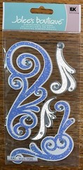 RARE Jolees Angel Accents Glitter Flourish Wedding Card Gem Silver Blue Stickers