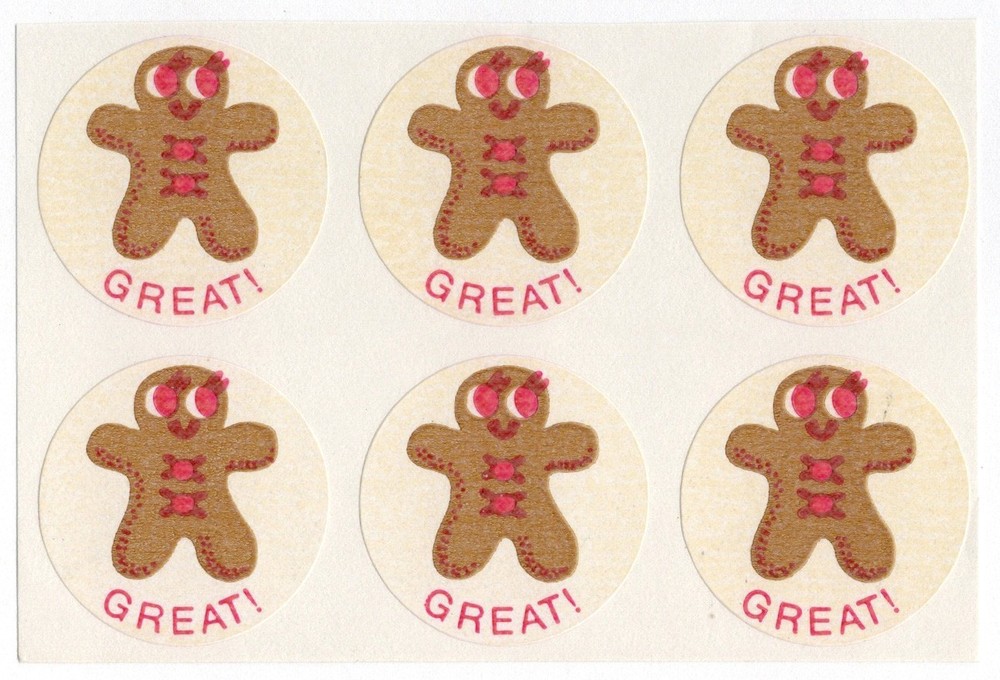 Vintage CTP 1977 Scratch & Sniff Stickers GINGERBREAD «Great» ’77 Half-Sheet