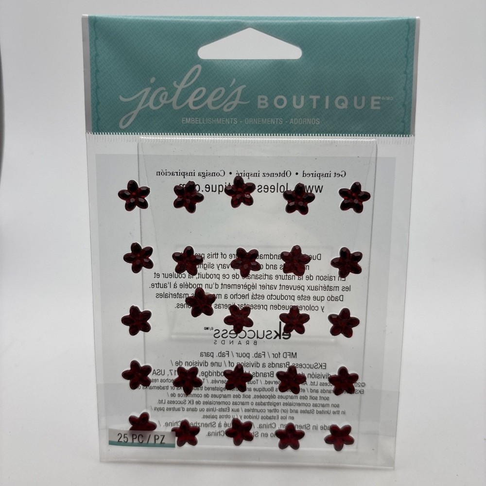 Jolees Boutique Mini Flower Gems Ruby Scrapbooking stickers