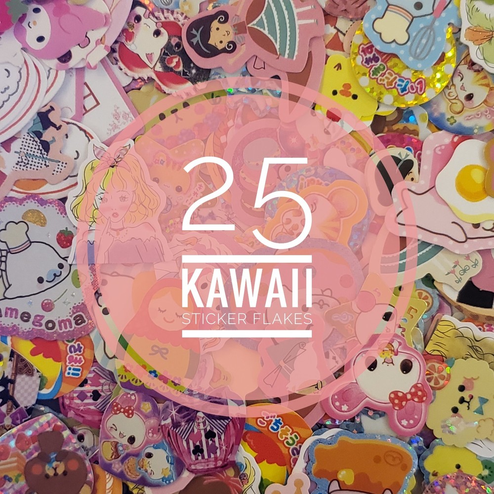 25 Kawaii Sticker Flakes Japan, Sanrio San-X Kamio Crux PoolCool MindWave Q-Lia