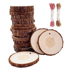 Unfinished Natural Wood Slices 20 Pcs 3.5-4 Inch Wood Coaster Sets Pieces Cra…