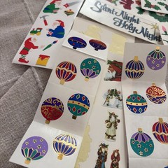 Big Lot Vtg Mrs. Grossman’s Christmas Stickers Metallic Glitter Elf Santa Tree