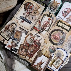 58Pcs/Pack Vintage Circus Sticker Sulfuric Acid Paper Sticker Scrapbook Stickers