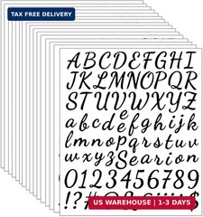 1296 Pcs 16 Sheets Letter and Number Stickers,Waterproof Letter Stickers M