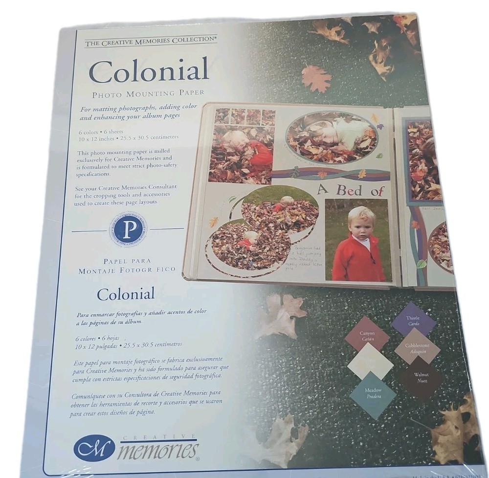 Creative Memories Colonial Photo Mounting Paper | 6 Colors | 6 Sheets | NEW