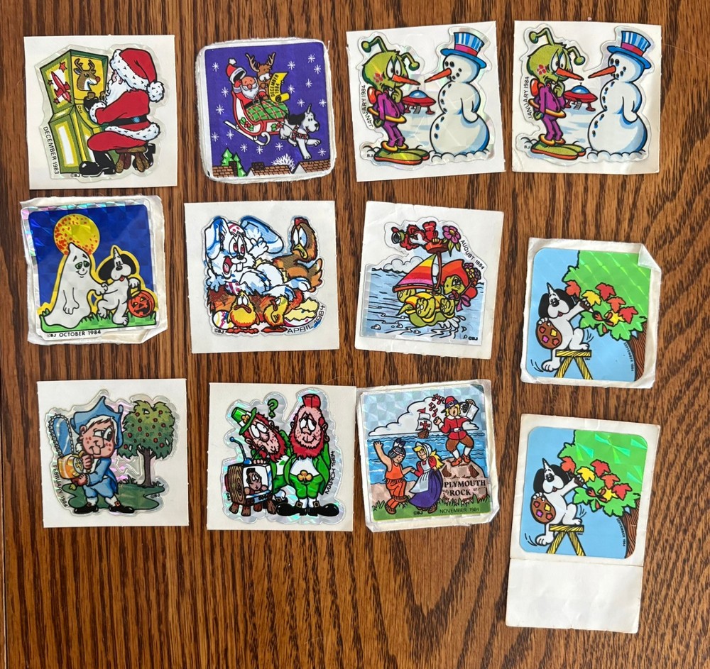 VTG 1983 1984 BJ Decal Specialties Sticker of the Month Prism Foil Stickers LOT