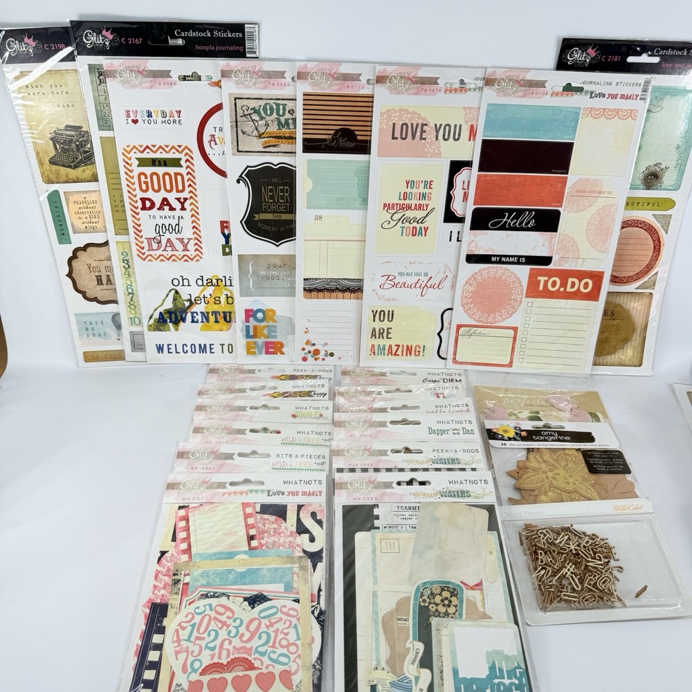 Glitz Scrapbook Stickers Embellishments Amy Tangerine Studio Calico LOT of 23 B