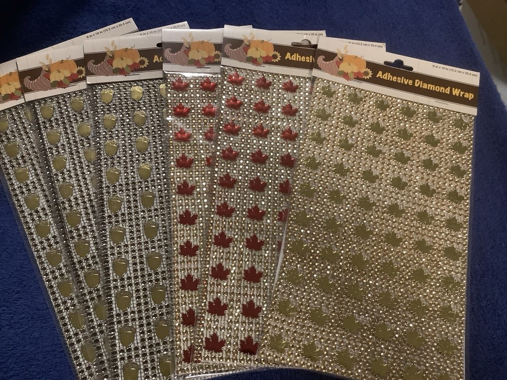 Adhesive Diamond Wraps Arts Crafts Fall Leaves Acorns 6 Sheets New Sealed