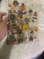 Happy Halloween Scrapbook Stickers Card Stock 2008 Made In USA Lot 3 Sheets