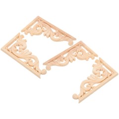 4 PCS Wood Carved Onlays Wooden Corbels Decor for Home Corner Applique